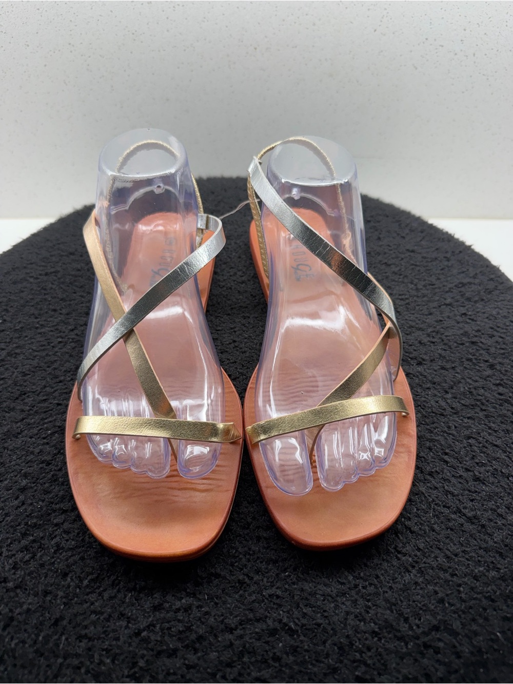 Aqua Metallic Strappy Sandals in Gold and Silver